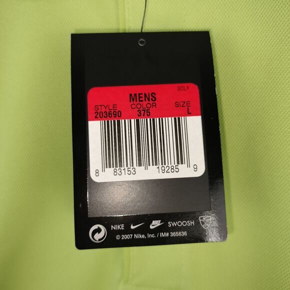 Nike Golf Polo Shirt Men Large Lime Green Short Sleeve Dri Fit Casual Swoosh NEW - Picture 7 of 15